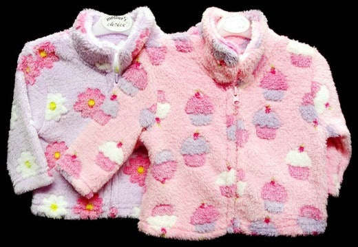GIRLS UNHOODED JACKET - Flowers (left) - 3-6 months