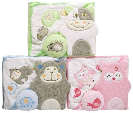 3PC TOWEL GIFT SET HT SPONGE MITTEN - Pink