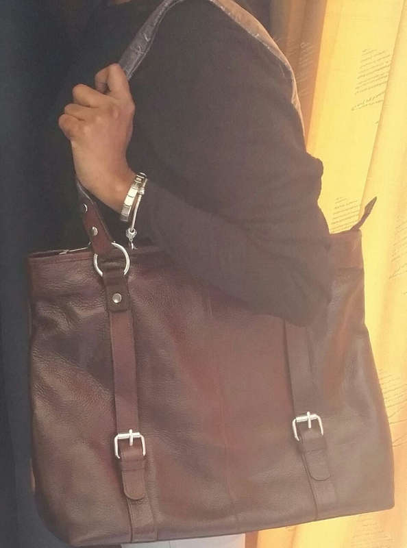 100% Genuine Buffalo Leather Strapped Everyday Handbag - Black