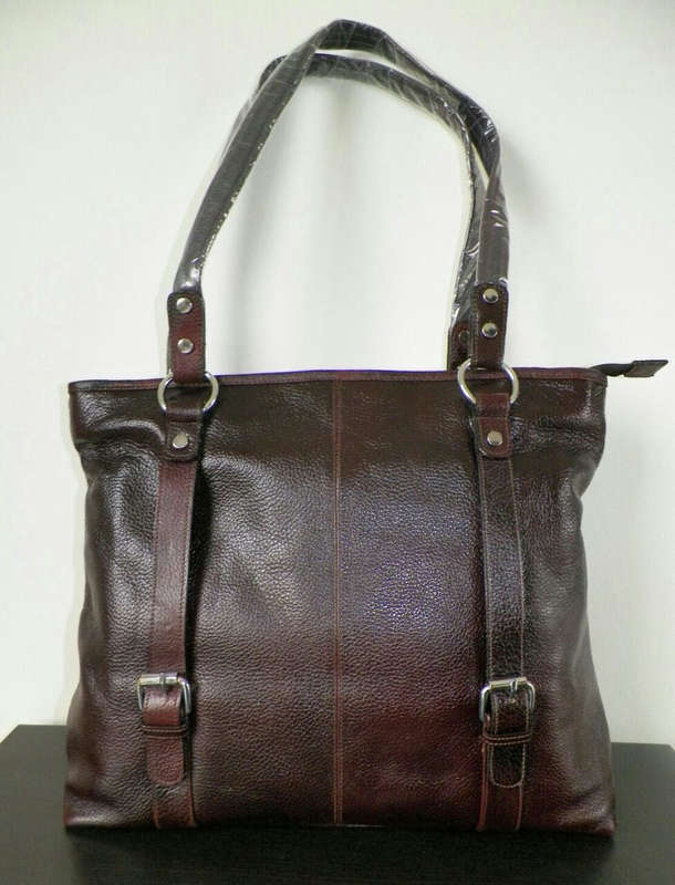 100% Genuine Buffalo Leather Strapped Everyday Handbag - Champagne Brown
