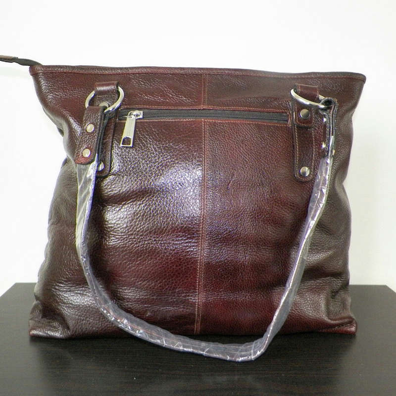 100% Genuine Buffalo Leather Strapped Everyday Handbag - Champagne Brown