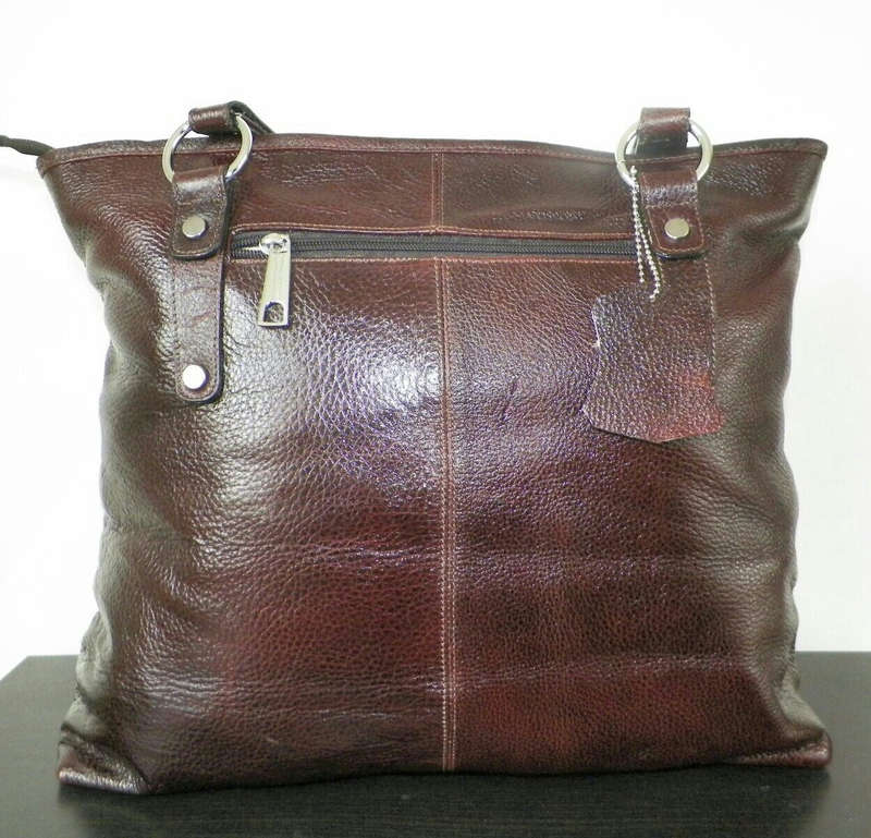 100% Genuine Buffalo Leather Strapped Everyday Handbag - Champagne Brown