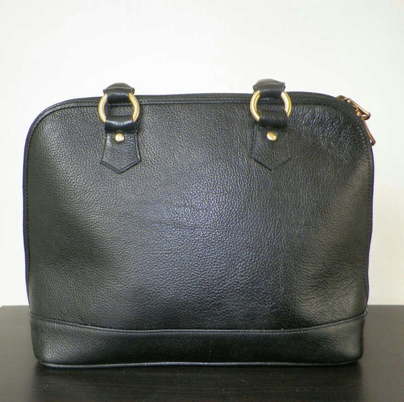 100% Genuine Buffalo Leather Elegant  Everyday Formal Handbag - Black