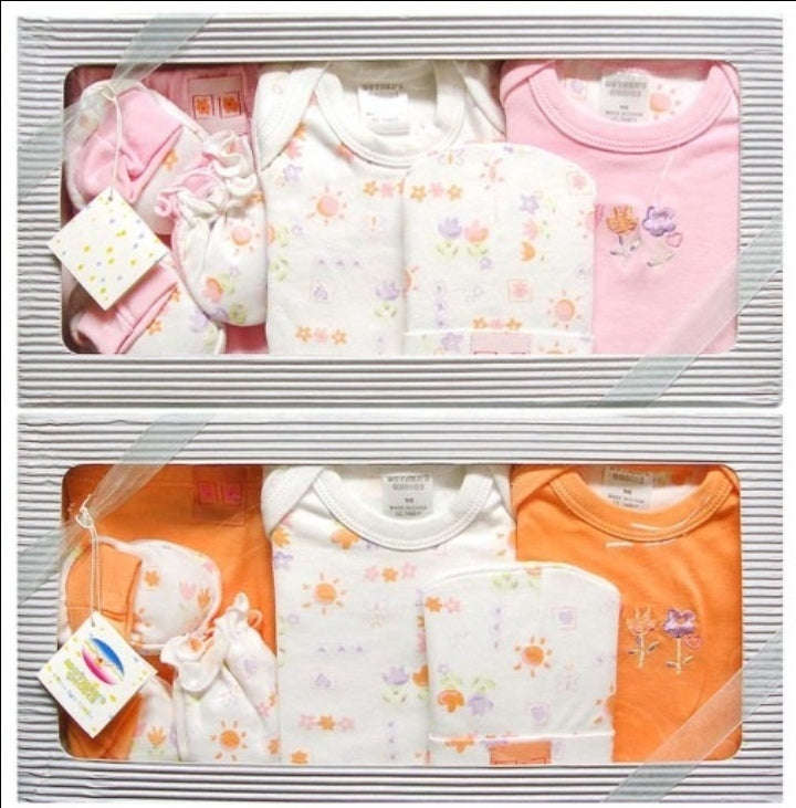 Double pack - 6pc Infant Gift Set  (0+ months) - Pink and Orange