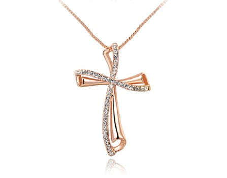 Cross Pendant Necklace - Rose Gold