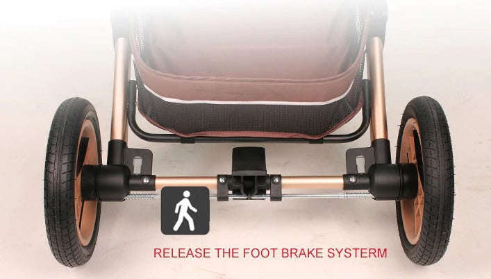 BABY PRAM STROLLER - 3 FUNCTION FOLDABLE BABY PRAM WITH CAR SEAT- KHAKI CHOCOLATE