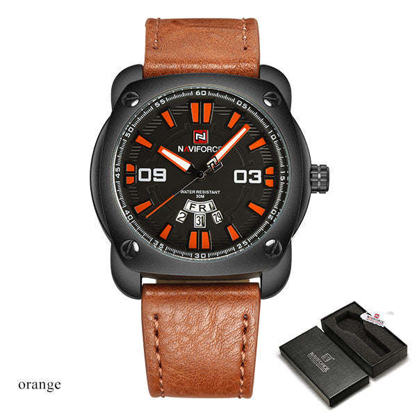 Men's Formal Naviforce Watches - 5 Styles - Brown Orange