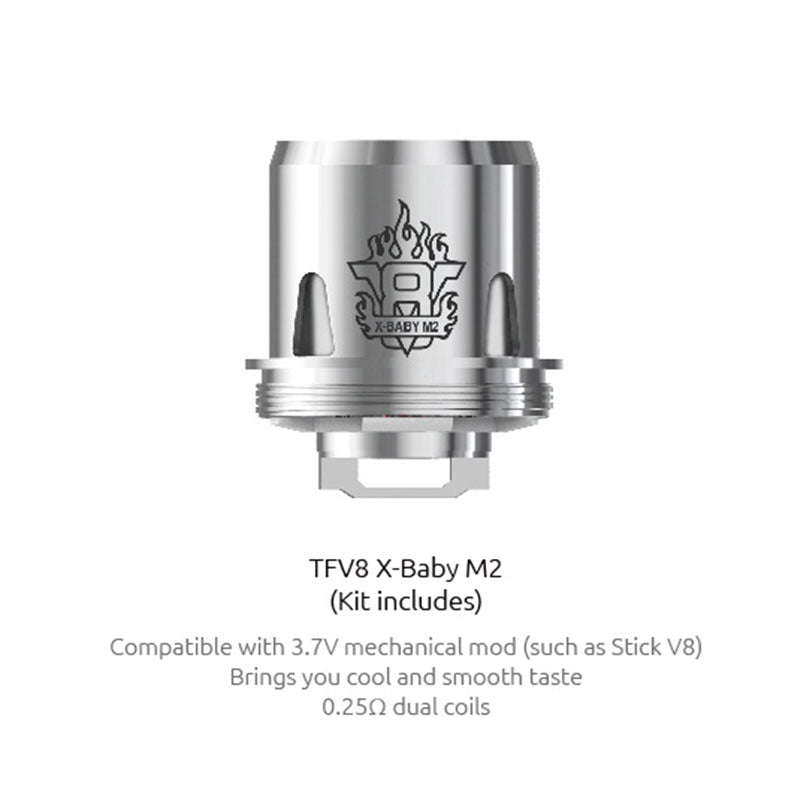 SMOK X-Baby M2 Replacement Coils 0.25ohm for TFV8 X-Baby (Not Baby Beast) - Pack of 3 / 0.25 ohm