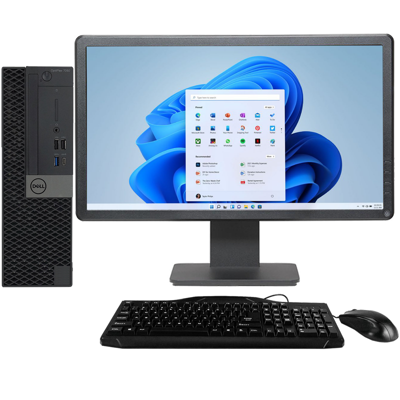 Dell OptiPlex 7060 Intel i5, 8th Gen SFF Desktop PC with 20" Monitor