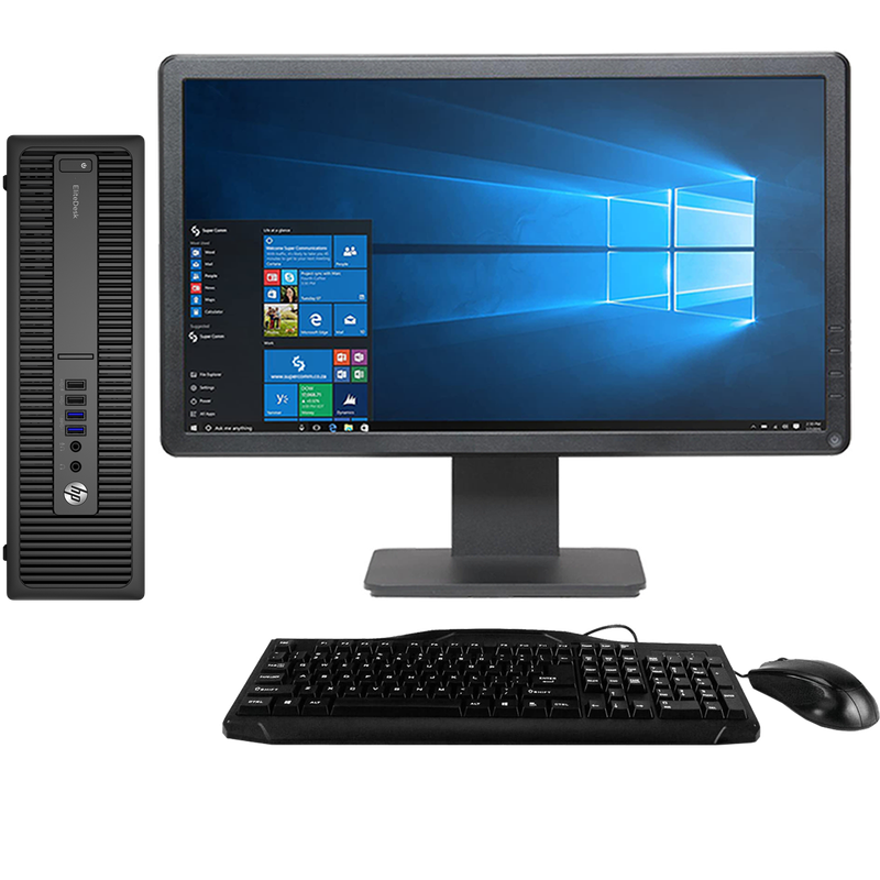 HP EliteDesk 800 G2 Intel i5, 6th Gen SFF Desktop PC with 20" Monitor