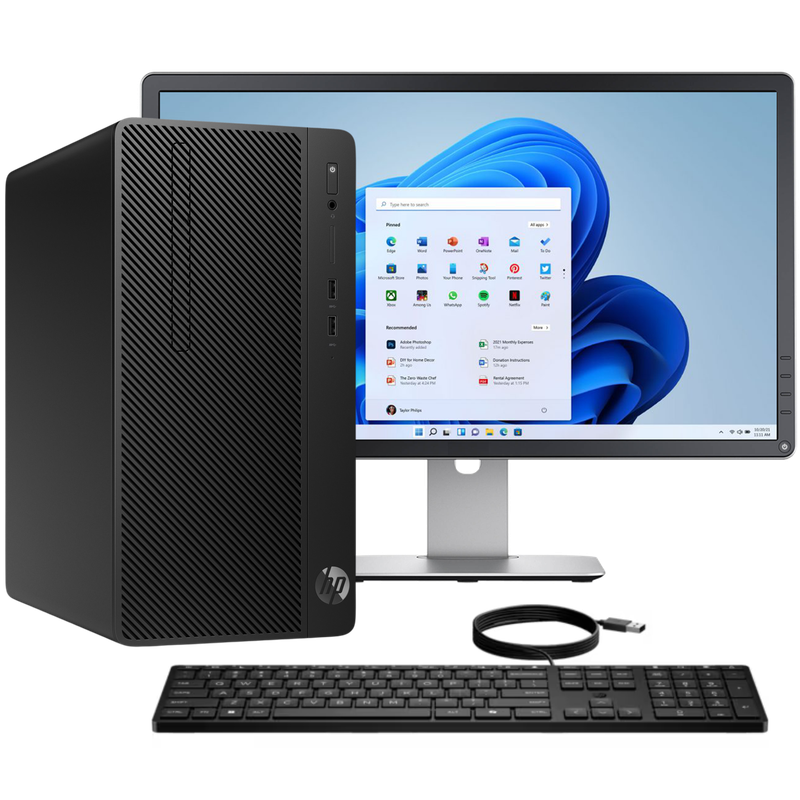 HP 290 G2 Intel i5, 8th Gen Microtower PC with Win 11 + 20" Monitor