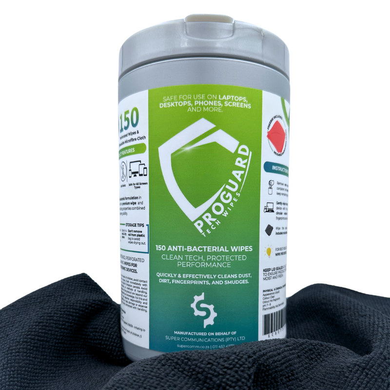 ProGuard Anti-Bacterial Device Cleaning Wipes + Reusable Microfibre Cloth