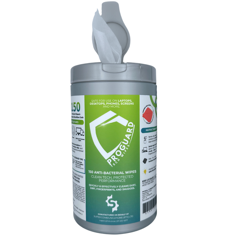 ProGuard Anti-Bacterial Device Cleaning Wipes + Reusable Microfibre Cloth