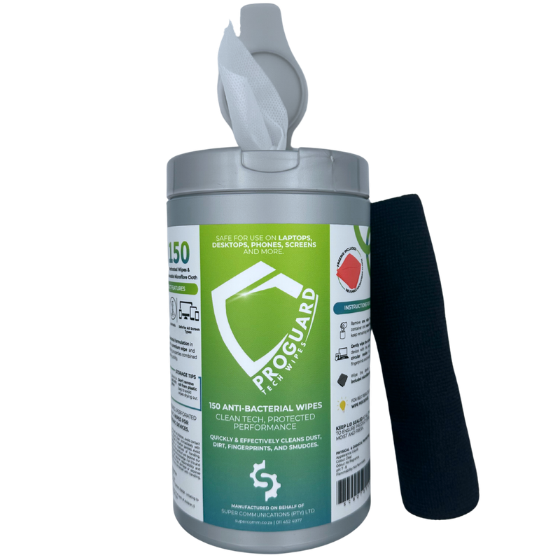 ProGuard Anti-Bacterial Device Cleaning Wipes + Reusable Microfibre Cloth