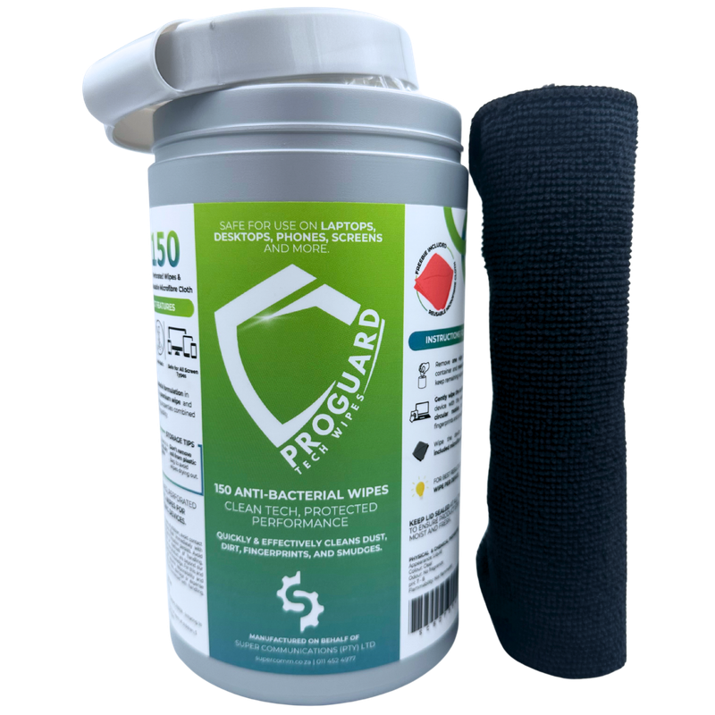 ProGuard Anti-Bacterial Device Cleaning Wipes + Reusable Microfibre Cloth