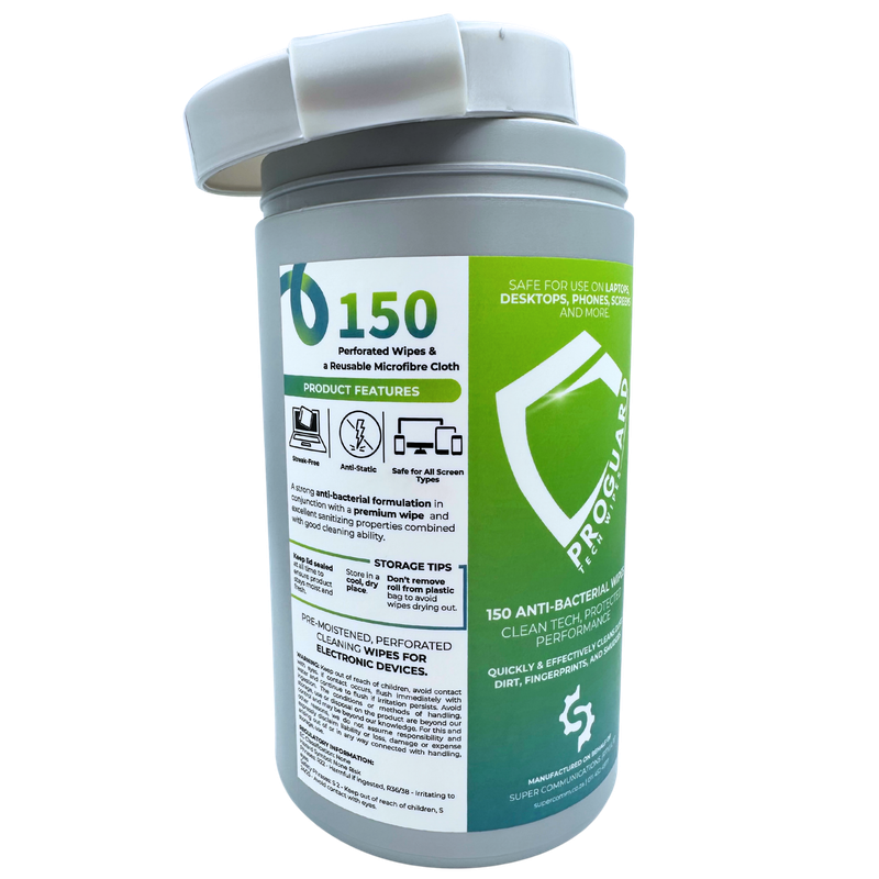 ProGuard Anti-Bacterial Device Cleaning Wipes + Reusable Microfibre Cloth