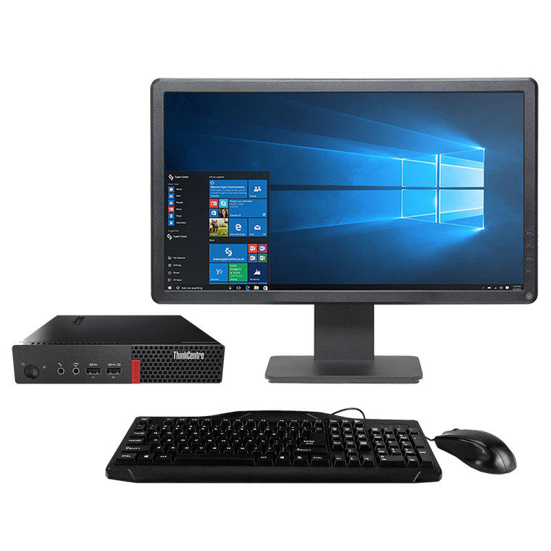 Lenovo ThinkCentre M710q Intel i3, 6th Gen Micro Desktop + 20" Monitor