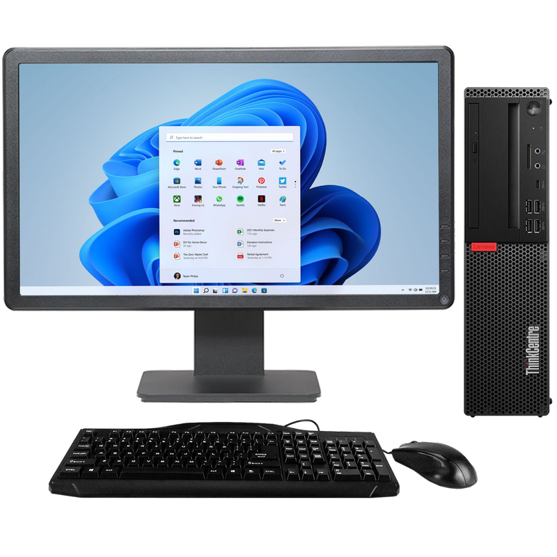 Lenovo ThinkCentre M720s Intel i5, 8th Gen SFF Desktop with 20" Monitor