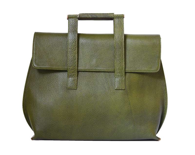 LADIES LEATHER MINI BRIEFCASE - Green