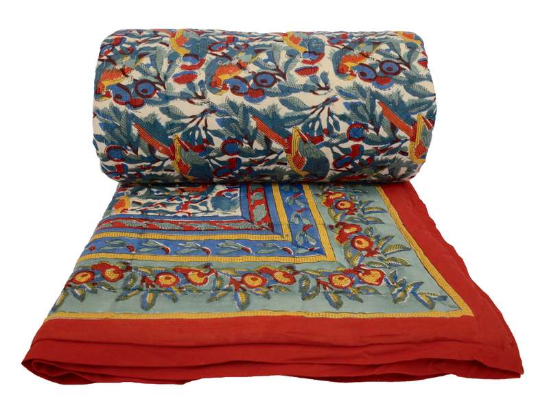 BIRDS OF A FOREST COTTON DUVET/BEDCOVER - QUEEN 250x220cm