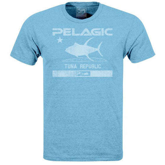 Pelagic Black Label Tuna Republic Tee - Heather Blue / M