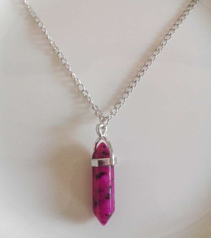 Natural Quartz crystal necklace - indigo/gold