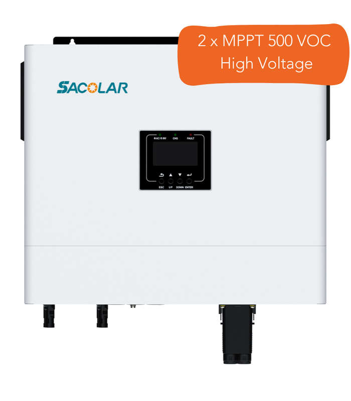 Sacolar - WiFi compatible- 6kVA / 6kW Pure Sine Wave Axpert Type 48V Inverter / 2x MPPT (500Voc H...