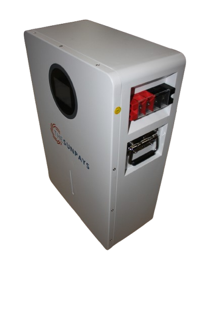 TheSunPays 51.2V 100Ah 5.12kWh Lithium battery with 16 x cells & colour touch-screen.