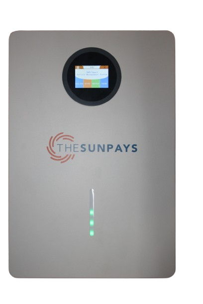 TheSunPays 51.2V 100Ah 5.12kWh Lithium battery with 16 x cells & colour touch-screen.