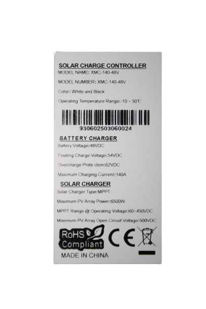 140A 48V MPPT programmable solar charge controller with built-in dust kit & LCD display