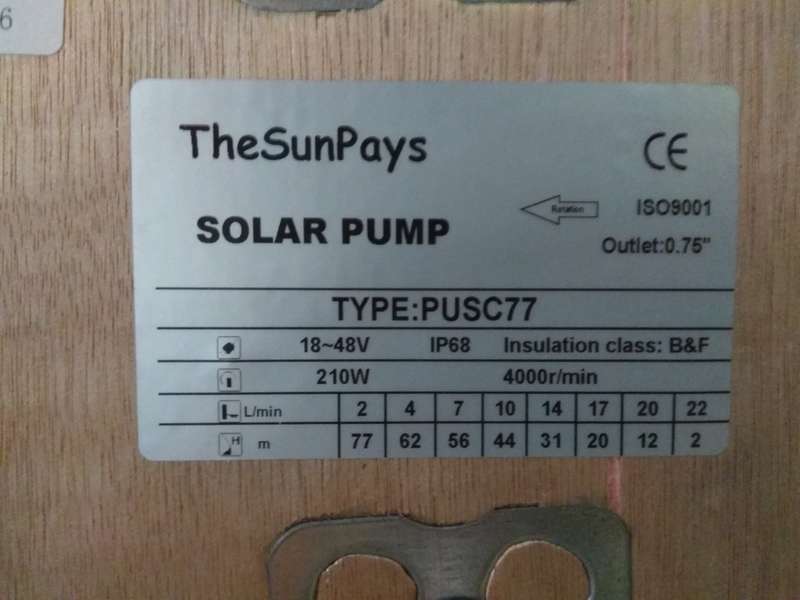 Solar Borehole Pump, Max Head 77m, Screw-Type, With Controller