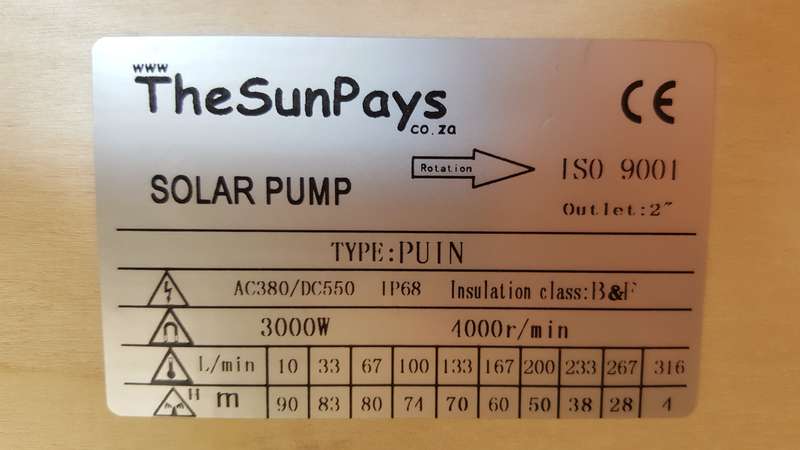 Solar or AC Borehole Pump, Max Head 90m,  Centrifugal with Controller (PUIN)