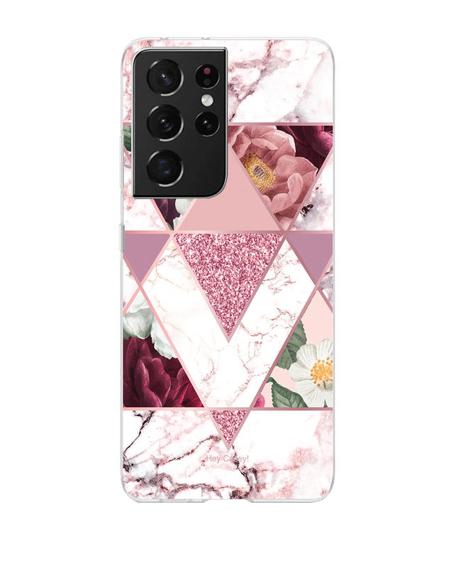 Floral Marble Phone Case - Samsung S21 Ultra