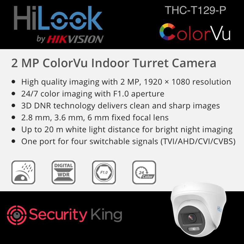 HiLook 2MP ColorVu Indoor Dome Camera