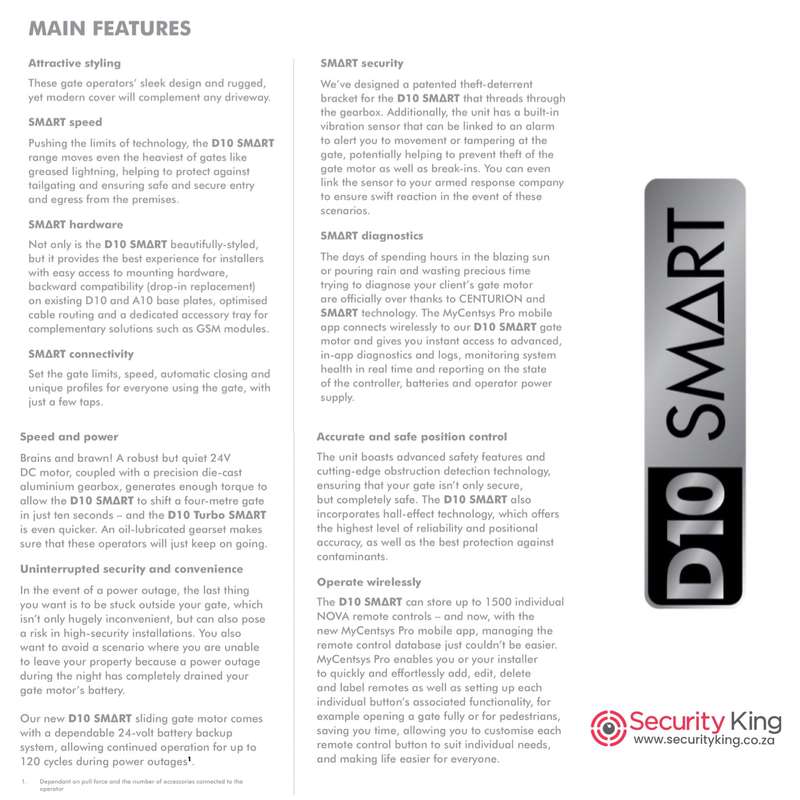 Centurion D10 SMART Gate Motor Only