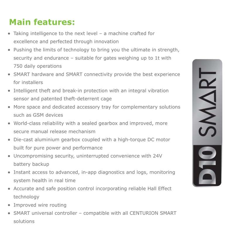 Centurion D10 SMART Gate Motor Only