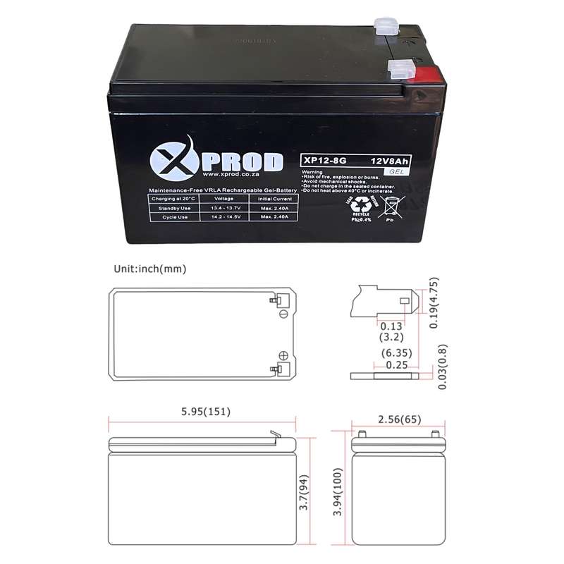 Xprod 12V 8Ah Gel Battery