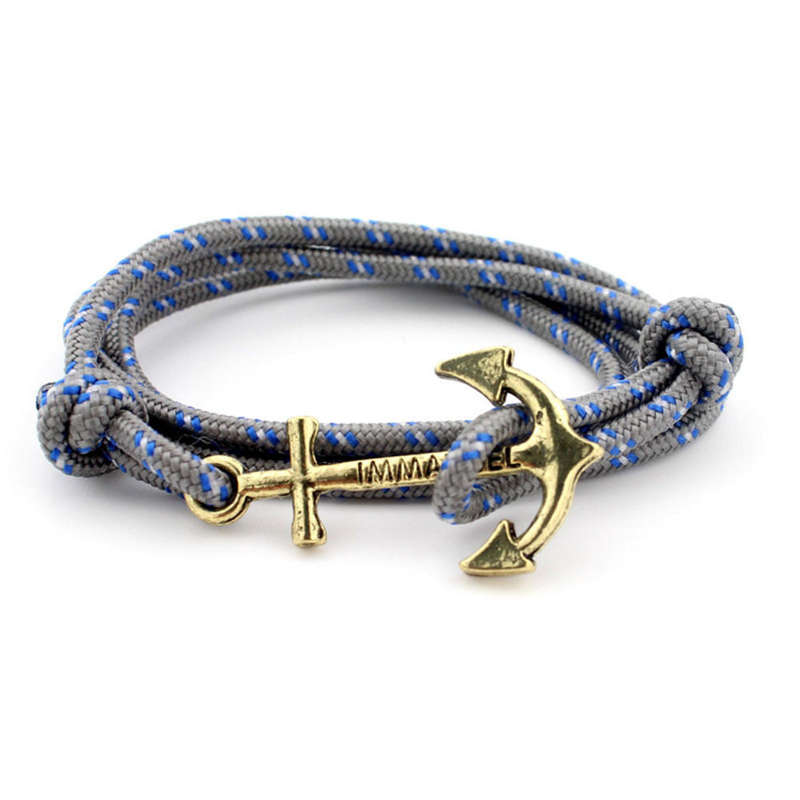 Mens Anchor Bracelet (Grey/Blue)