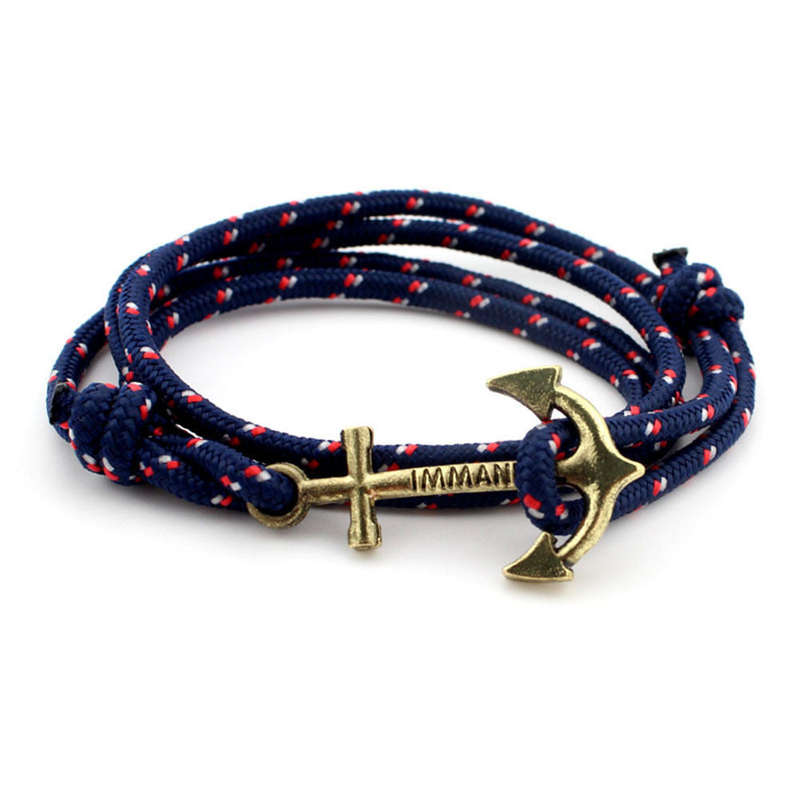 Mens Anchor Bracelet (Navy/Red)
