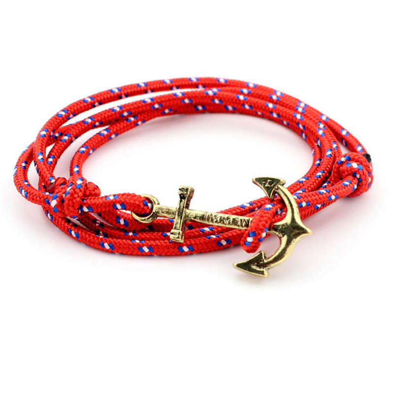 Mens Anchor Bracelet (Red/White)
