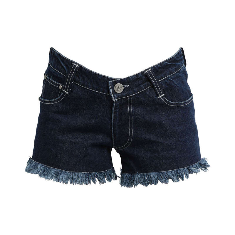 Mid Rise Denim Shorts Dark Blue - 32