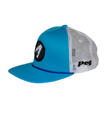 Trucker Cap Flat Peak- White and Light Blue D3