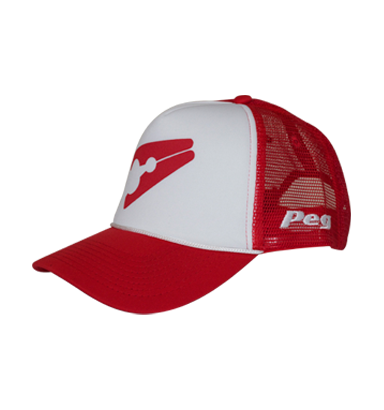 Trucker Cap Bent Peak - Red and White D1