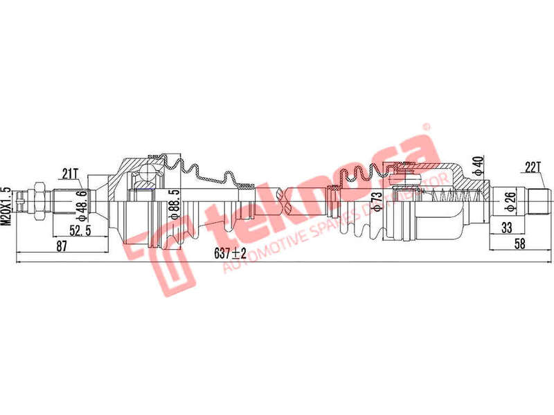 DRIVESHAFT - DCT100 (TEKNOSA)