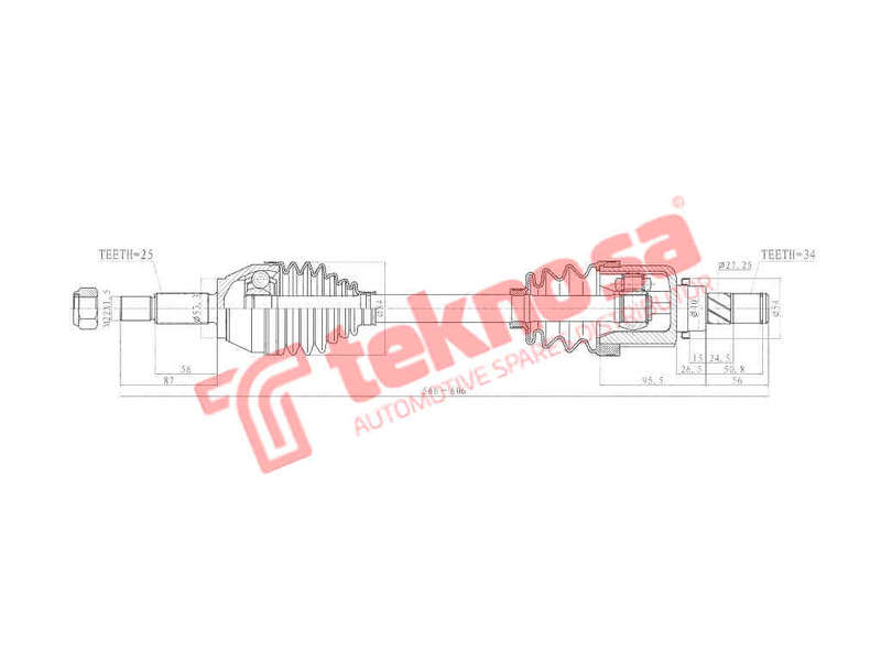 COMPLETE DRIVESHAFT - DFO202 (TEKNOSA)