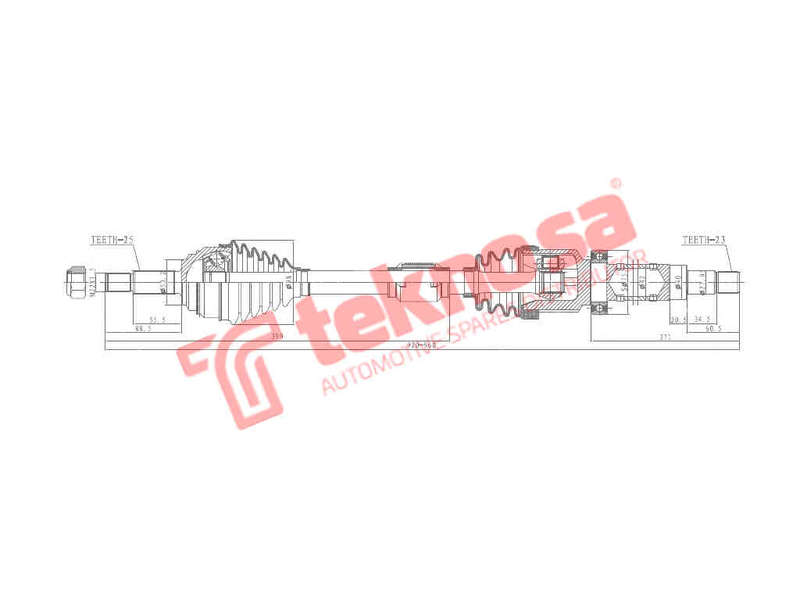 COMPLETE DRIVESHAFT - DFO205 (TEKNOSA)