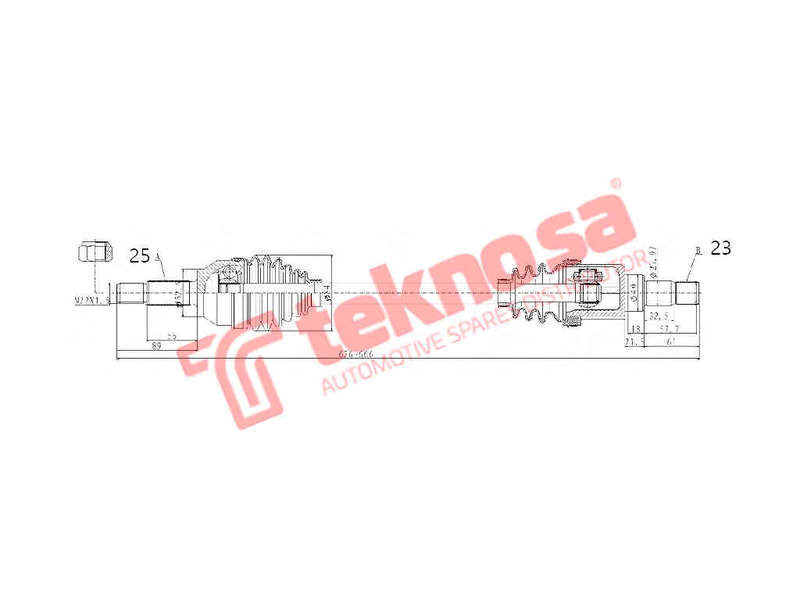 COMPLETE DRIVESHAFT - DFO206 (TEKNOSA)