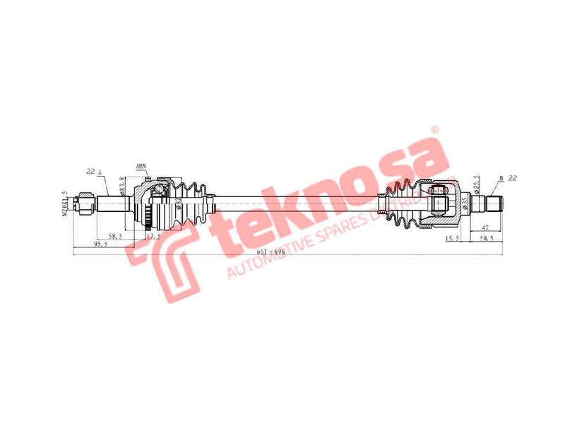 DRIVESHAFT - DGM204 (TEKNOSA)