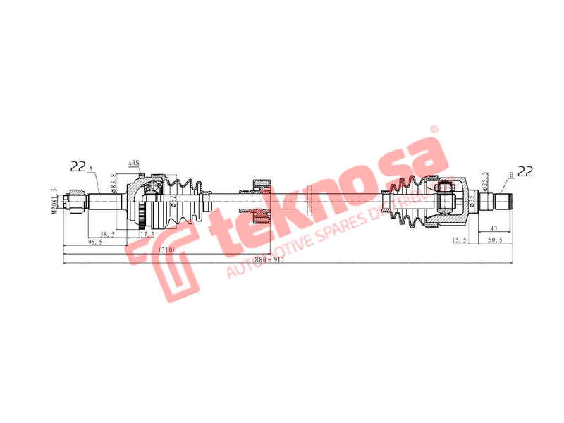 DRIVESHAFT - DGM205 (TEKNOSA)