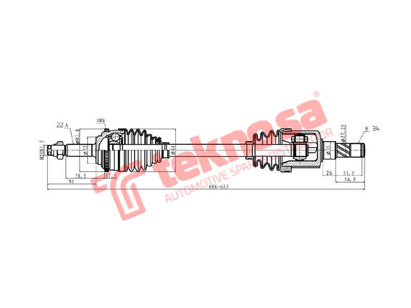 DRIVESHAFT - DGM206 (TEKNOSA)